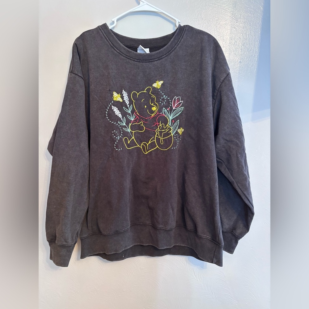 Disney Charcoal Sweater with Winnie the Pooh Embroidered Graphic